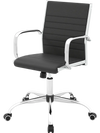 High Back Ribbed Office Chair with Armrests in black features a height-adjustable seat and smooth-rolling wheels for flexibility.
