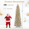 Hinged 12 ft artificial spruce Christmas tree with 1020 warm white LED lights and 3235 branch tips for festive decor.