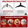 7 ft hinged Christmas tree with PVC branch tips and warm white LED lights, featuring an upgraded metal stand for.