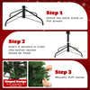 Hinged design of a 7 ft Christmas tree with PVC branch tips and warm white LED lights, perfect for holiday decoration.