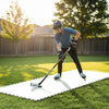 Young player practicing hockey on synthetic ice tiles made of premium UHMW-PE for realistic puck handling.