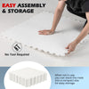 Hockey flooring tiles in white, showcasing easy puzzle-like assembly and compact storage for training and practice.