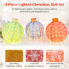 Colorful 3-piece pre-lit Christmas ball set with snowflake patterns and warm white LED lights for festive indoor and.