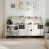 Home Bar Cabinet with Wine Rack Glass Holder and Adjustable Shelf-White - Gallery View 1 of 11
