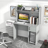 Home Office Desk with Raised Display Shelf and 2 Open Shelves-Gray - Gallery View 1 of 10