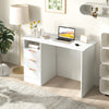 Home office desk in white showcasing chic metal handles and smooth drawer slides for easy access and modern style.