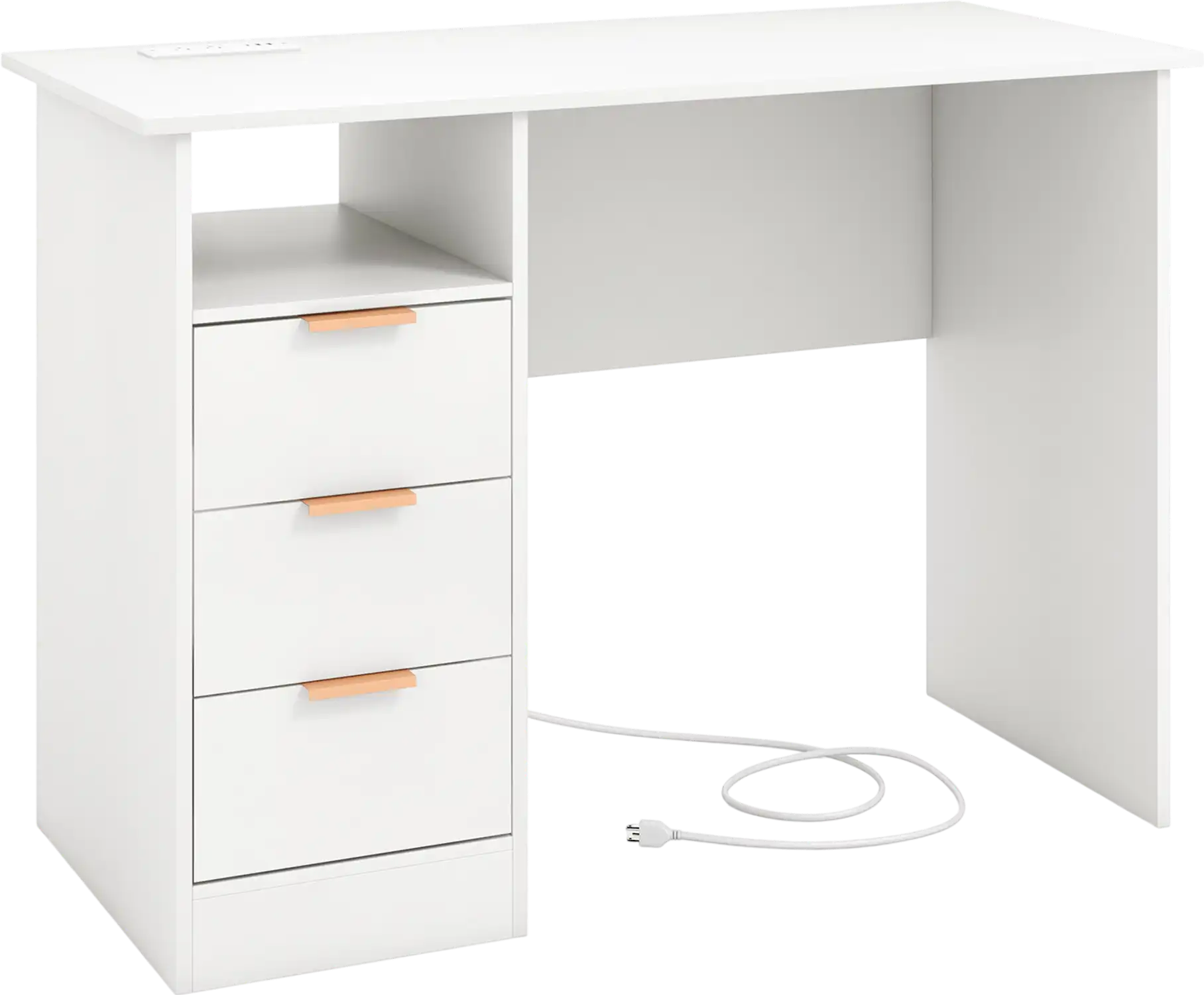 Costway Home Office Desk w/ Power Outlet 3 Drawers Open Compartment 63729581 New