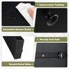 Close-up of the 48-inch black computer desk's easy-to-clean tabletop and convenient drawer knobs for efficient storage.