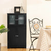 Bathroom Floor Storage Locker Kitchen Cabinet with Doors and Adjustable Shelf-Black - Gallery View 1 of 11
