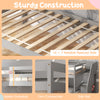 Sturdy plywood slats of the gray home wood bunk bed with guard rail and storage stairs for added durability.