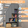 4-tier extra storage shelf in gray for books, toys, and decorations, designed for the Home Wood Bunk Bed with guard.