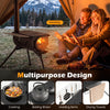 Hot tent stove with chimney pipes, carbon steel construction, designed for outdoor heating and cooking during camping.