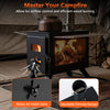 Hot tent stove with adjustable chimney damper and rotary air intake valve for efficient wood burning and airflow control.