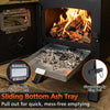 Sliding bottom ash tray of the Hot Tent Stove allows for quick, mess-free emptying and features a glove-friendly ring pull.