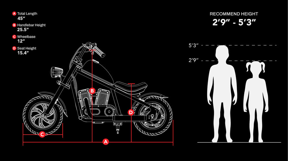 Hyper Gogo Challenger 12 Electric Kids Motorcycle 21.9V 160W 10 MPH 7.5 Mile Range EL-MB07A New