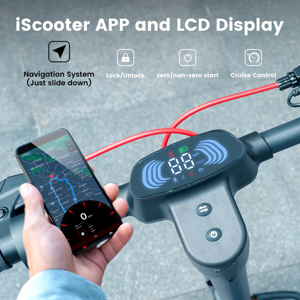 iScooter i10 Pro Foldable Electric Scooter 37 Mile Range 28 MPH 800W 48V with App Control and Bag New