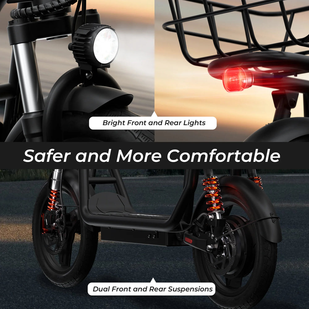 iScooter i14 Foldable Electric Scooter 34 Mile Range 28 MPH 800W 54.6V with Seat and Basket New