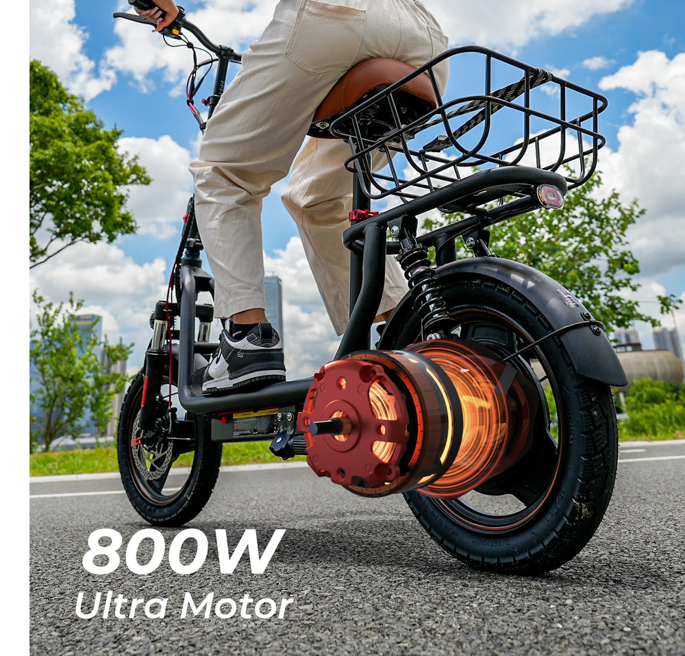 iScooter i14 Foldable Electric Scooter 34 Mile Range 28 MPH 800W 54.6V with Seat and Basket New