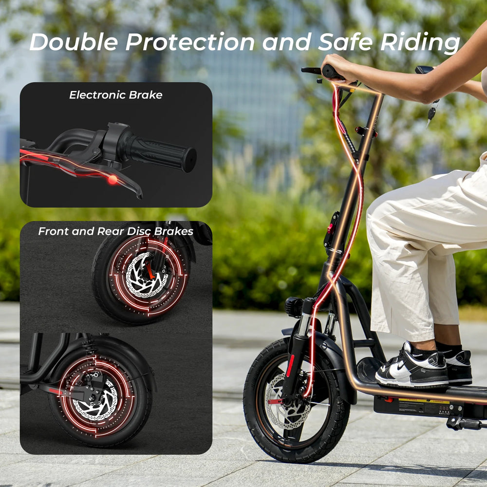 iScooter i14 Foldable Electric Scooter 34 Mile Range 28 MPH 800W 54.6V with Seat and Basket New