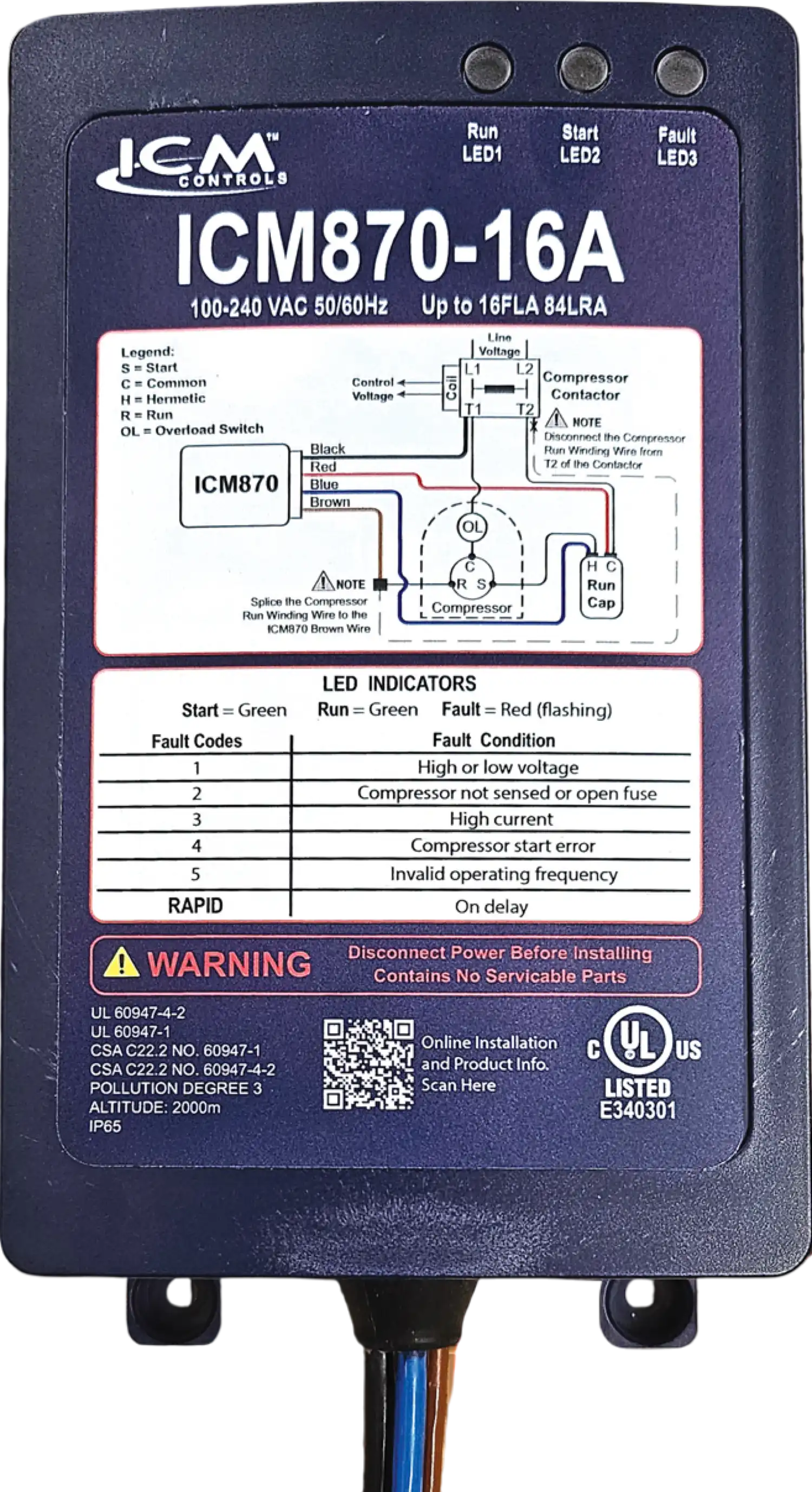ICM Controls ICM870-16A Soft Starter Built-In Capacitor Over Current Protection for Residential and Commercial Motors New
