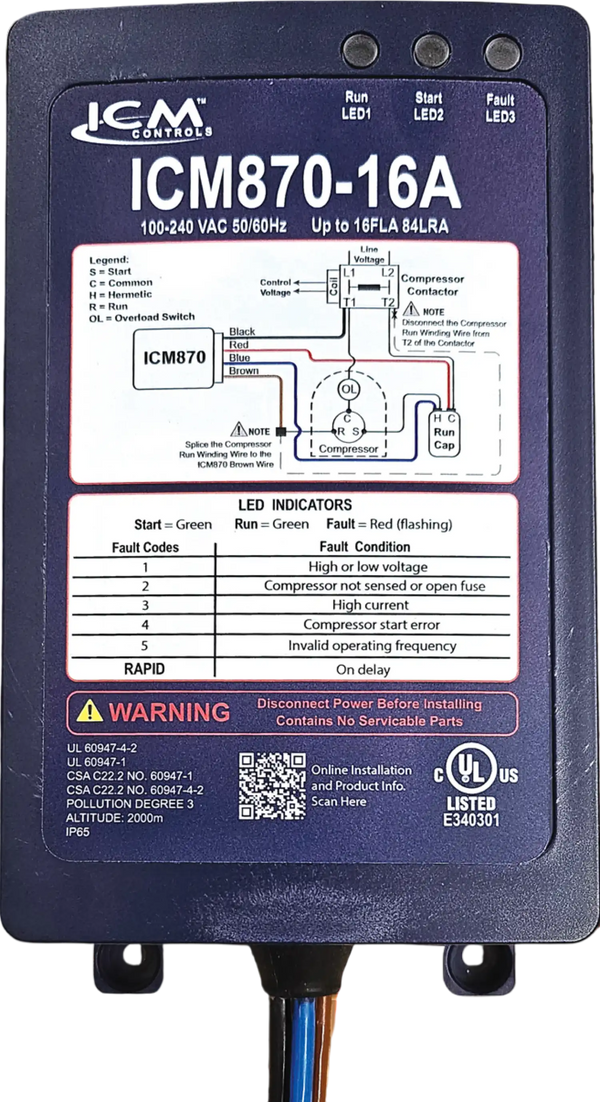 Icm Controller ICM Controls ICM870-16A Soft Starter Built-In Capacitor Over Current P ...