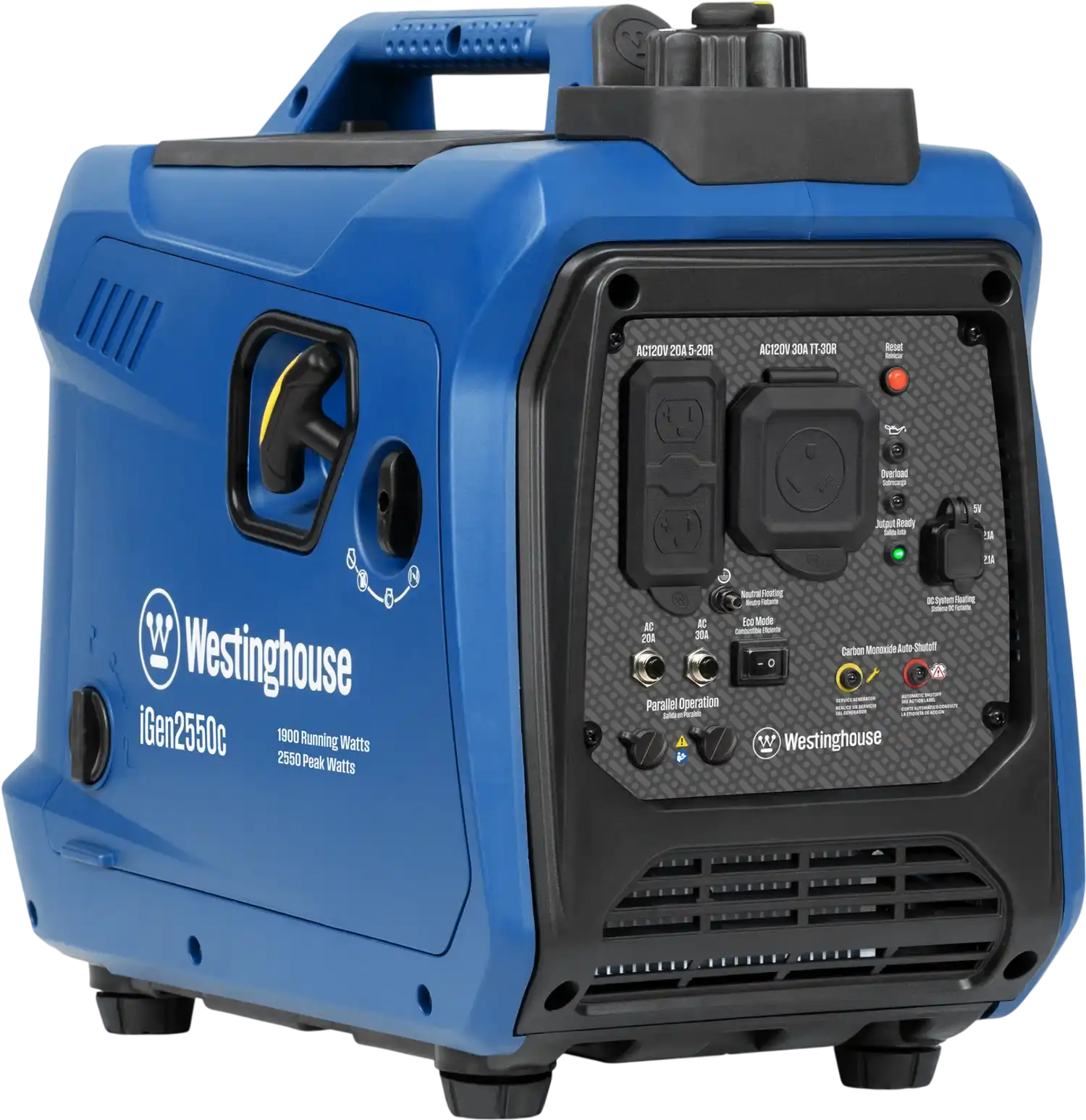 Westinghouse iGen2550c Inverter Generator 1900W/2550W 30 Amp Recoil Start Gas with CO Sensor New
