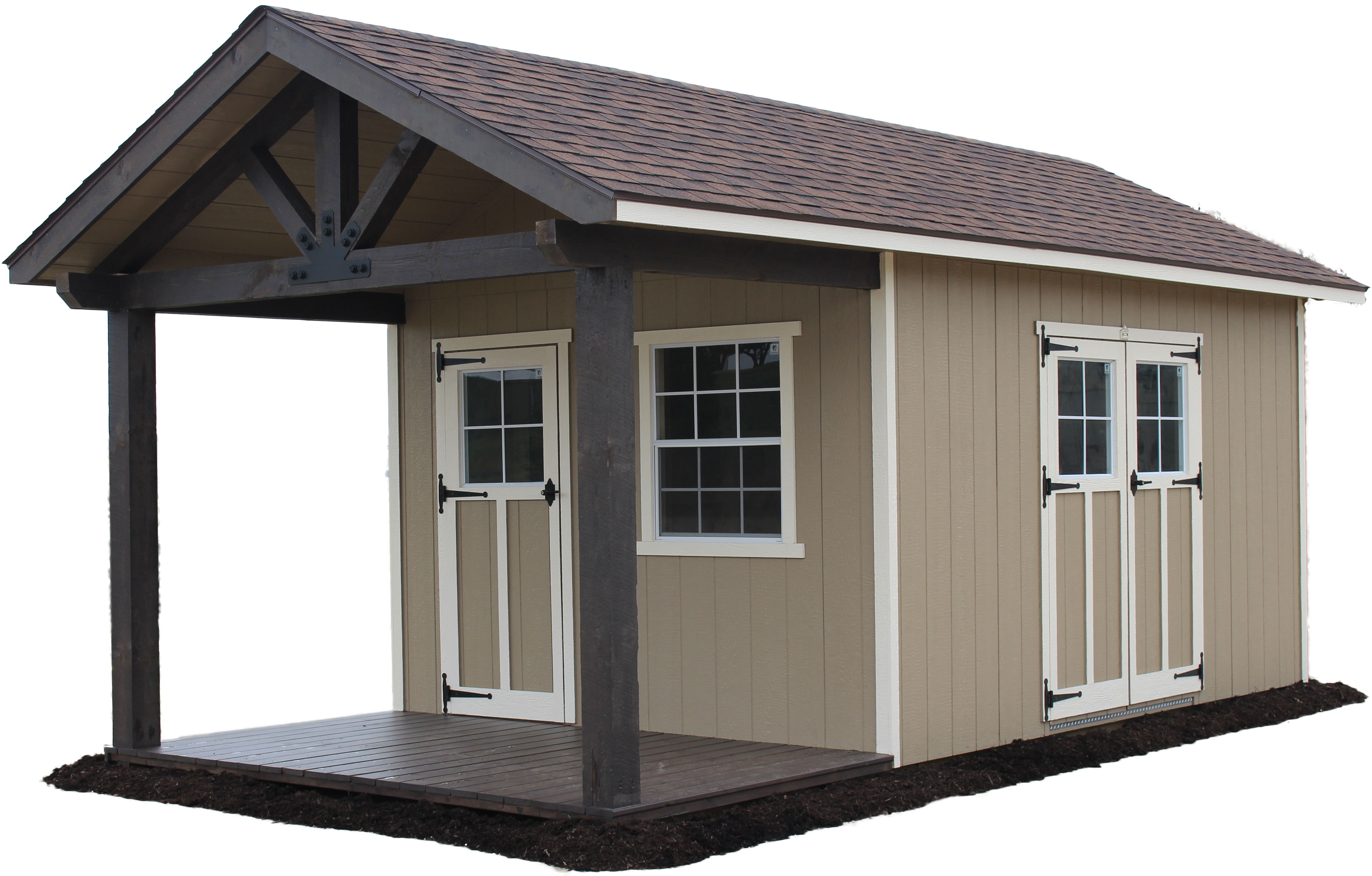 EZ-FIT Woodsman Shed Kit 10' x 14' with Covered Front Porch and Functional Loft New