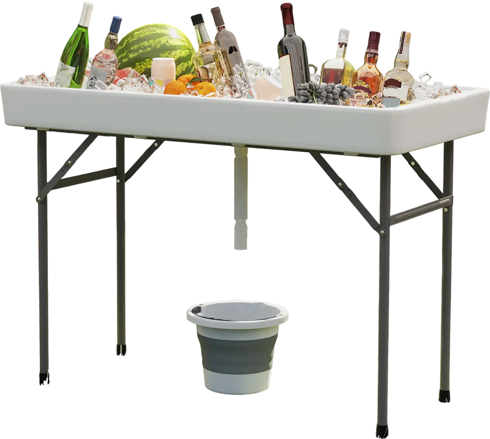 Costway Portable Ice Cooler Folding Table Large Sink White 913426875 New