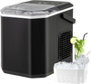Countertop ice maker in black, producing 9 bullet-shaped ice cubes in 6-13 minutes, ideal for home or office use.