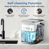 Ice maker countertop in black with self-cleaning function, showcasing water flow and internal components for easy.