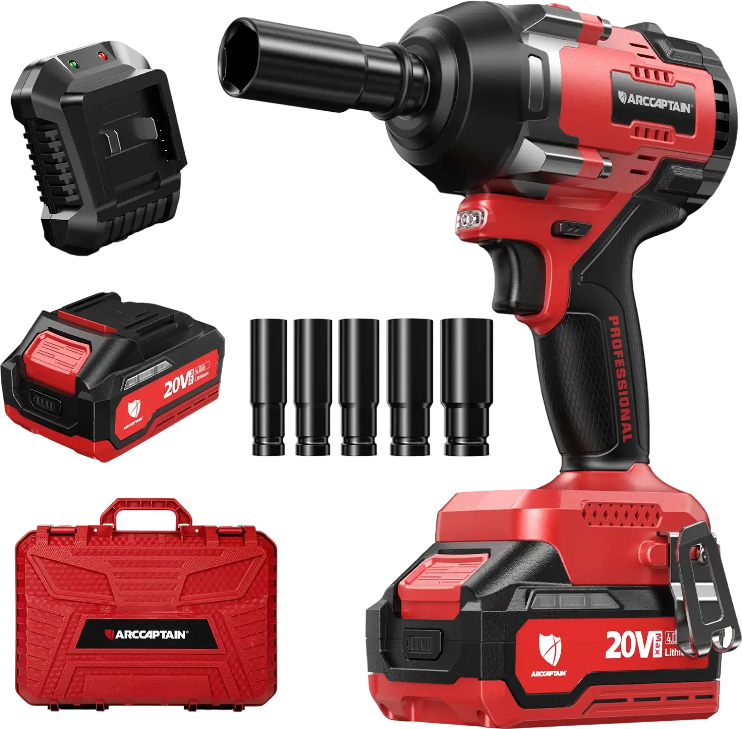 Arccaptain Impact Wrench 20V Brushless Cordless with Socket Set New