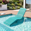 Turquoise in-pool lounge chair with ergonomic design and weighted anti-floating feature, ideal for baja shelves and relaxation.