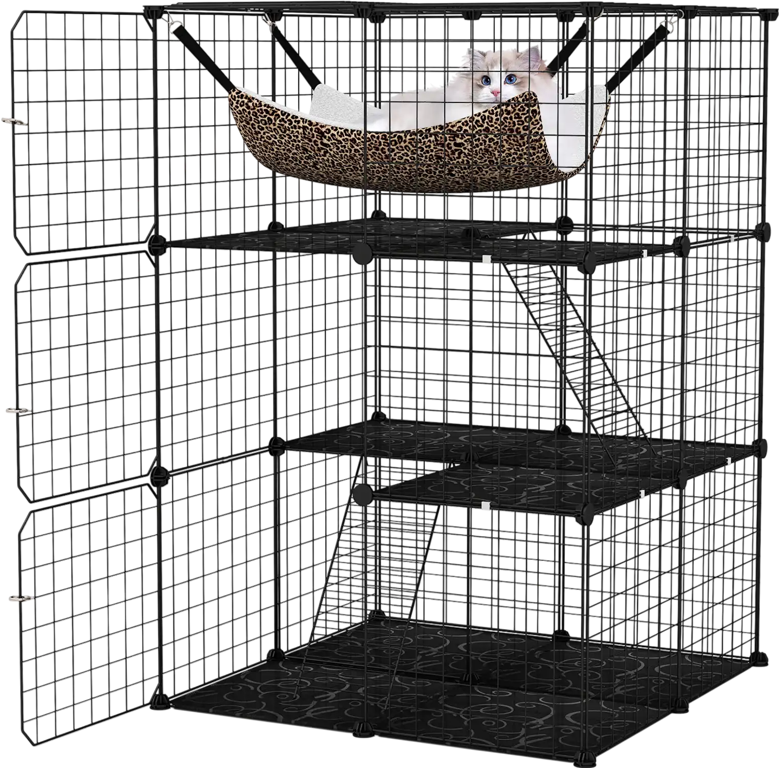 Costway 3-Tier Indoor Cat Cage Enclosure Metal Wire Kennel 23715915 New