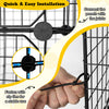 Detail of the indoor cat cage's quick installation with zip ties and panel joints for a secure setup.