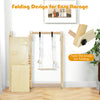 Foldable indoor jungle gym with adjustable swing, slide, and climbing ramp for kids' play and easy storage.