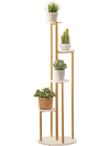 Compact indoor metal plant stand with golden frame showcasing a high-low tier design, ideal for small corners and.