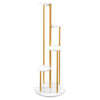 Indoor metal plant stand with golden frame and white shelves, featuring a 5-tier design for potted plants in small.