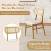 Indoor mid-century dining chair with breathable rattan backrest, sturdy wood frame, and thick padding for comfort.