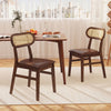 Indoor Mid Century Wood Dining Chairs Set of 2  for Dining Room-Coffee - Gallery View 1 of 7