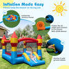 3-in-1 kids bouncer with slide and 520W blower, featuring a large jumping area and mesh protective walls for safety.
