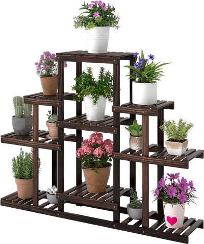 Costway Multi-Tiered Corner Wood Plant Stand Flowerpot Holder 83640301 New