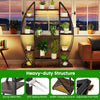 Indoor plant stand with 10 tiers, sturdy metal frame, and grow lights, perfect for displaying plants in any room.