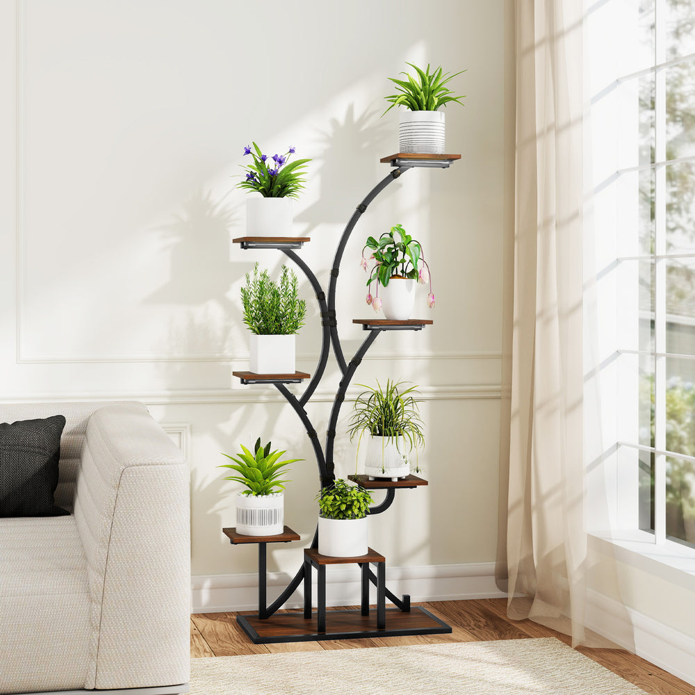 Indoor Plant Stand with Grow Lights 58" Tall 8-Tier Corner Metal Plant Shelf-Set of 1 - Gallery View 1 of 10