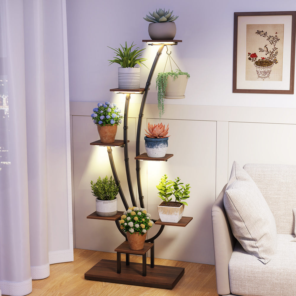 Indoor Plant Stand with Grow Lights Tall 8-Tier Corner Metal Plant Shelf-1 Piece - Gallery View 1 of 9