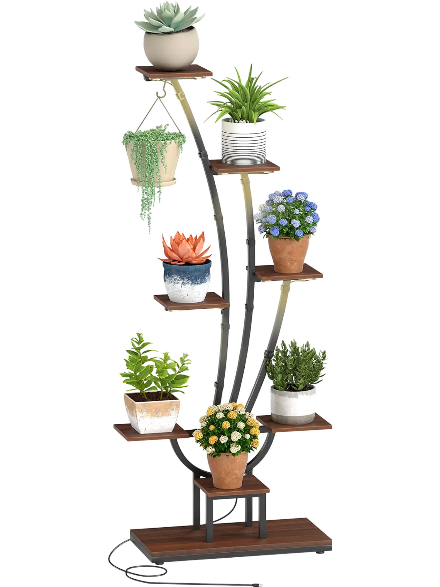 Costway 8-Tier Tall Corner Metal Plant Stand with Grow Lights 11808514 New