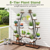 8-tier metal plant stand with grow lights, ideal for displaying potted plants in living rooms or balconies.