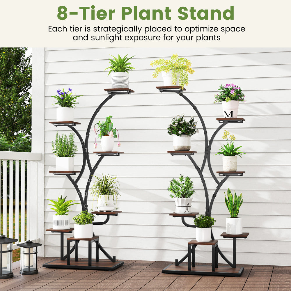8-tier metal plant stand with grow lights, ideal for indoor plants and space-saving display in living rooms or.