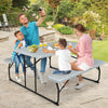 Indoor and Outdoor Folding Picnic Table Bench Set with Wood-like Texture-Gray - Gallery View 1 of 11