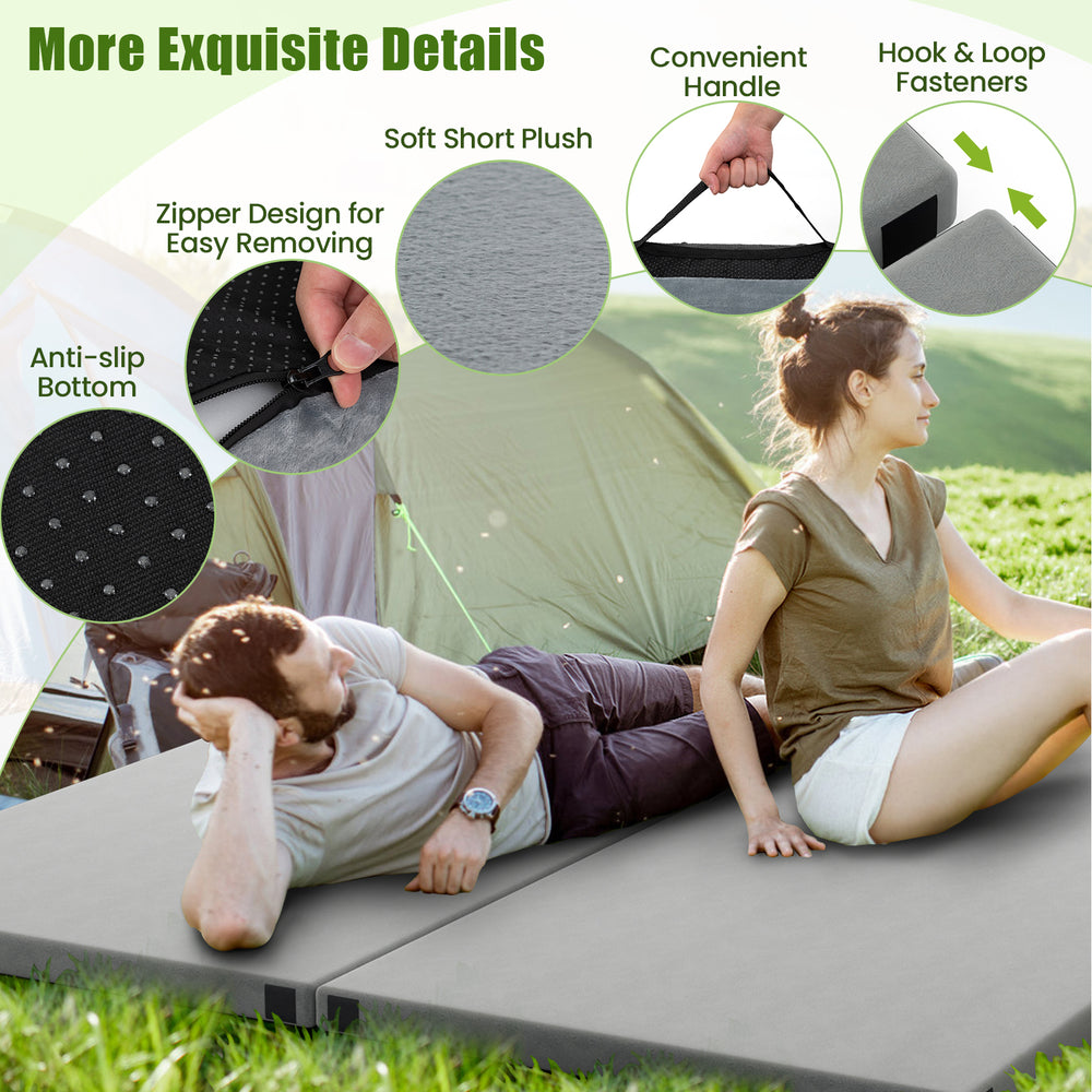 Indoor outdoor sleeping mat with high-density foam, waterproof cover, and anti-slip bottom, ideal for camping and.