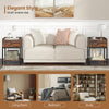 Industrial bedside table nightstand in rustic brown with charging station, perfect for bedroom, living room, or study.
